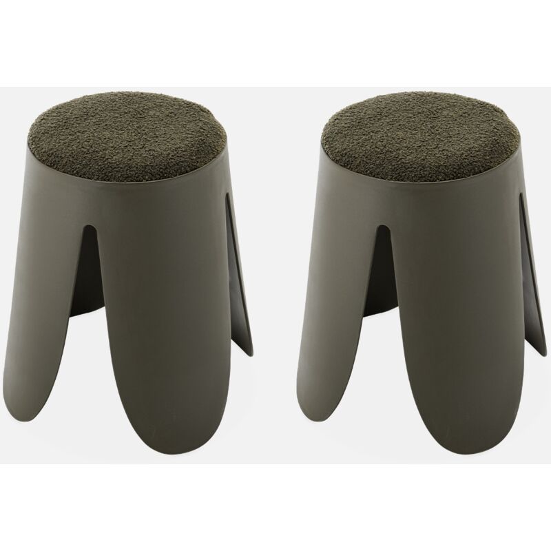 foto del prodotto sweeek - set di 2 sgabelli impilabili in materiale boucl