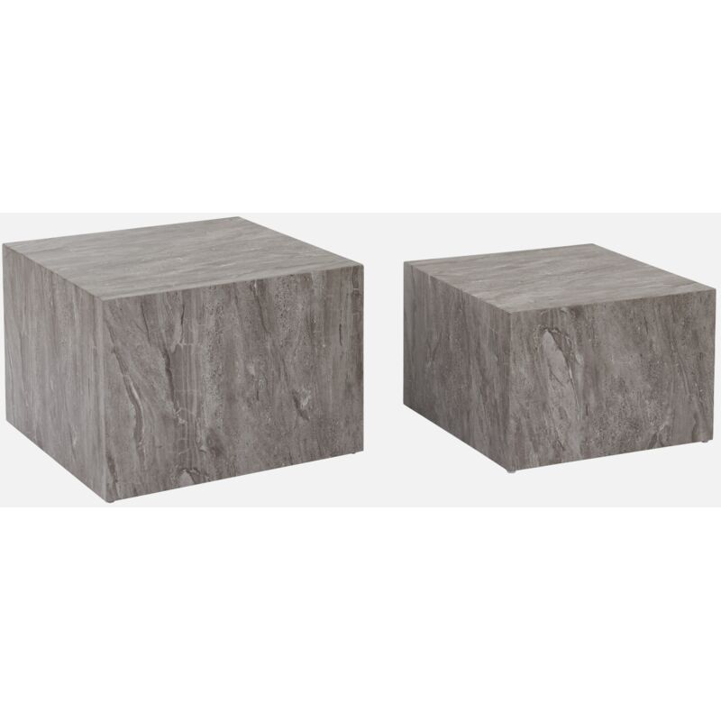 foto del prodotto sweeek set di 2 tavolini quadrati con effetto marmo
