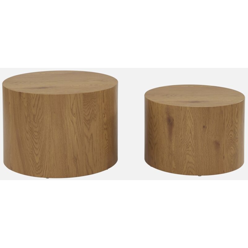 foto del prodotto sweeek set di 2 tavolini rotondi con effetto rovere