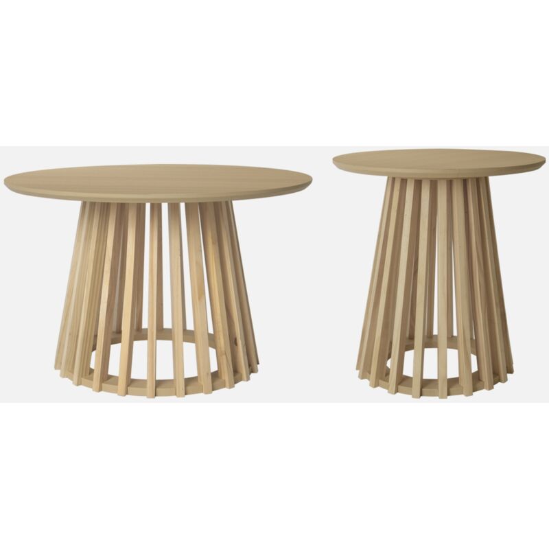 foto del prodotto sweeek set di 2 tavolini rotondi effetto legno, 40cm e 60cm