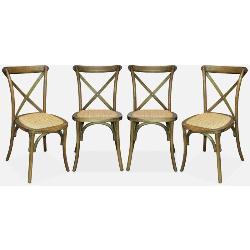 foto del prodotto sweeek set di 4 sedie da bistrot in legno vintage