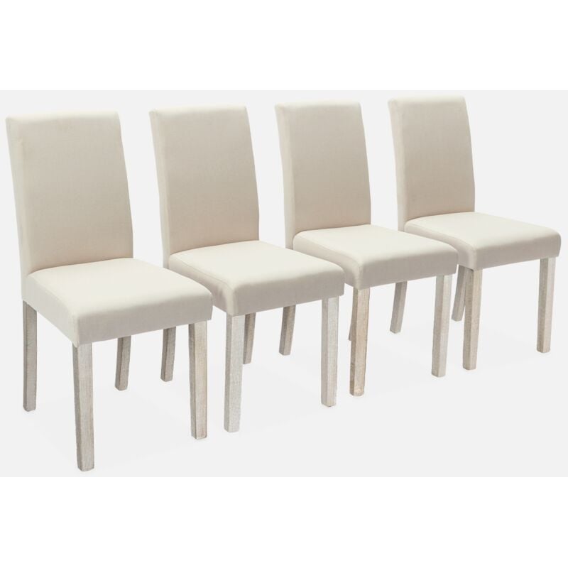foto del prodotto sweeek set di 4 sedie in tessuto con gambe in legno