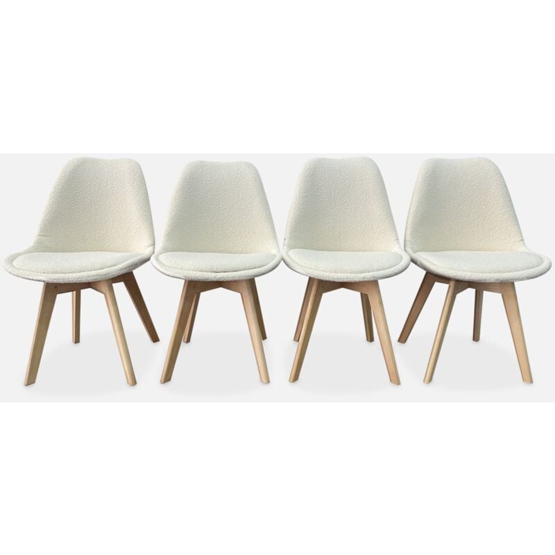 foto del prodotto sweeek set di 4 sedie scandinave boucl , gambe in legno