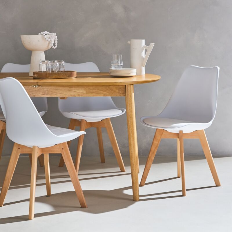 foto del prodotto sweeek - set di 4 sedie scandinave imbottite, con gambe in legno per sala da pranzo