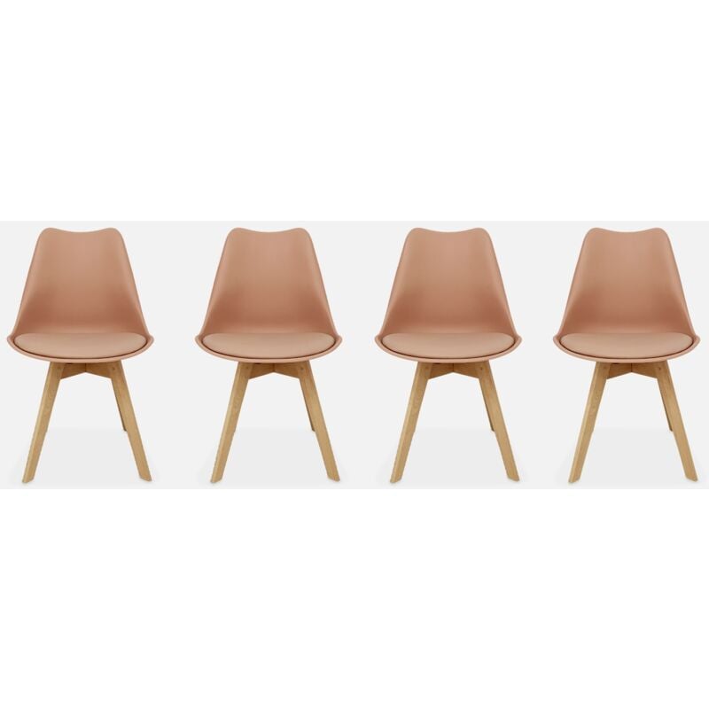 foto del prodotto sweeek - set di 4 sedie scandinave imbottite, con gambe in legno per sala da pranzo