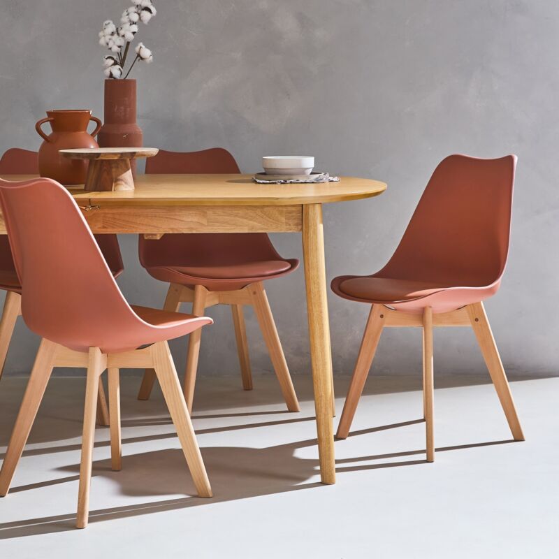 foto del prodotto sweeek - set di 4 sedie scandinave imbottite, con gambe in legno per sala da pranzo