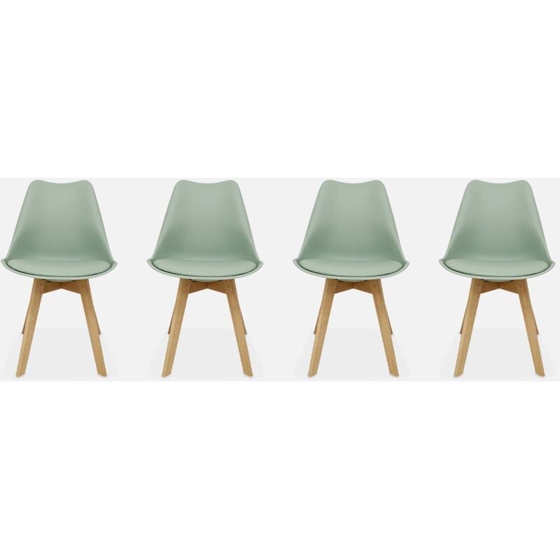foto del prodotto sweeek - set di 4 sedie scandinave imbottite, con gambe in legno per sala da pranzo