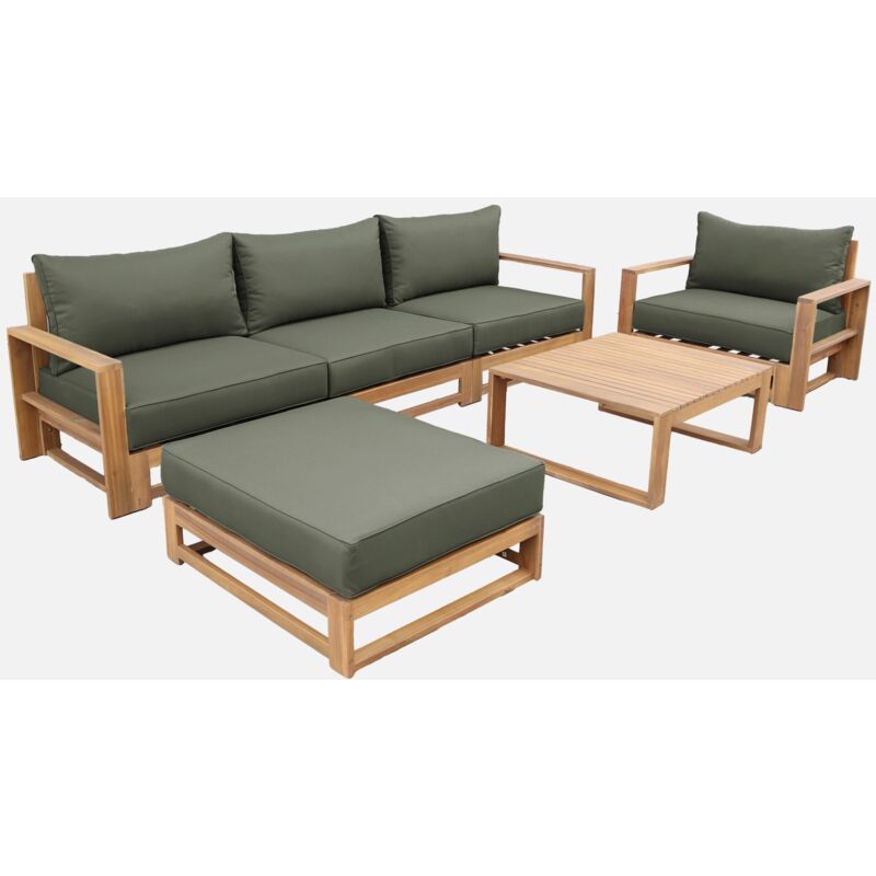 foto del prodotto sweeek set di mobili da giardino in legno a 5 posti