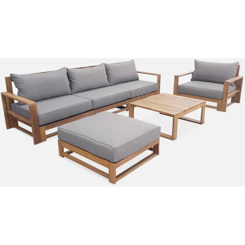 foto del prodotto sweeek set di mobili da giardino in legno a 5 posti