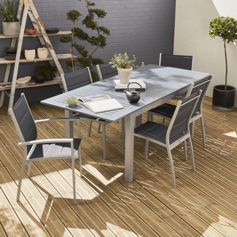 foto del prodotto sweeek set tavolo da giardino allungabile in alluminio, 6 posti