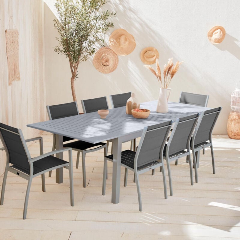 immagine 0 del prodotto sweeek set tavolo da giardino allungabile in alluminio, 8 posti