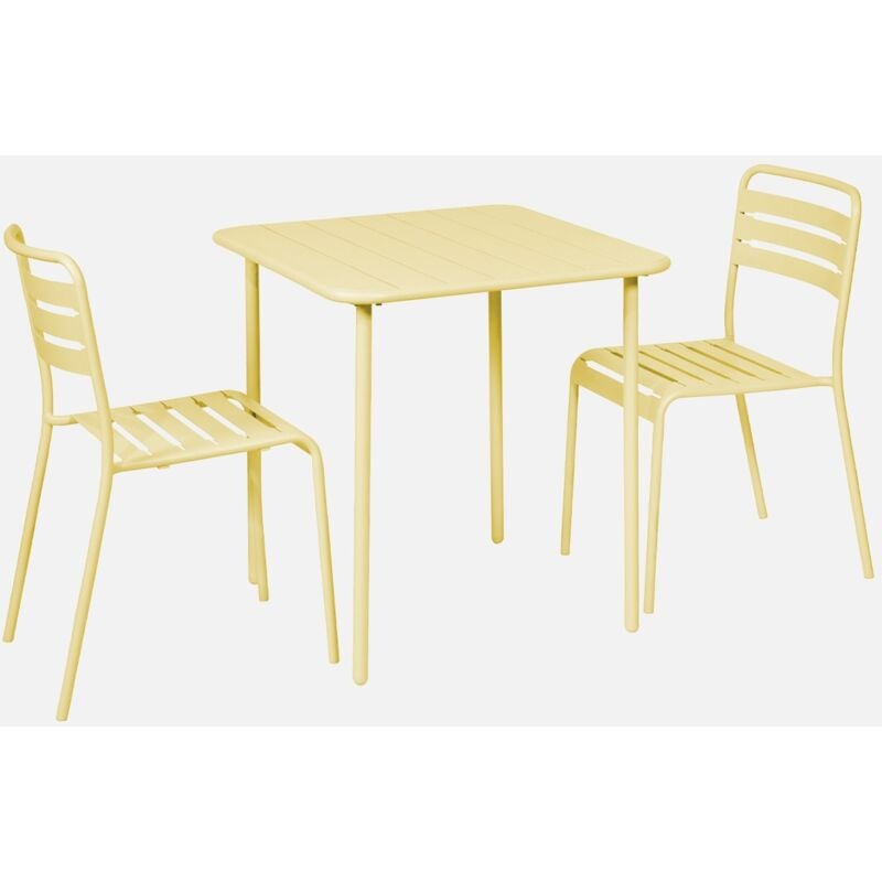 foto del prodotto sweeek set tavolo da giardino in metallo con 2 sedie