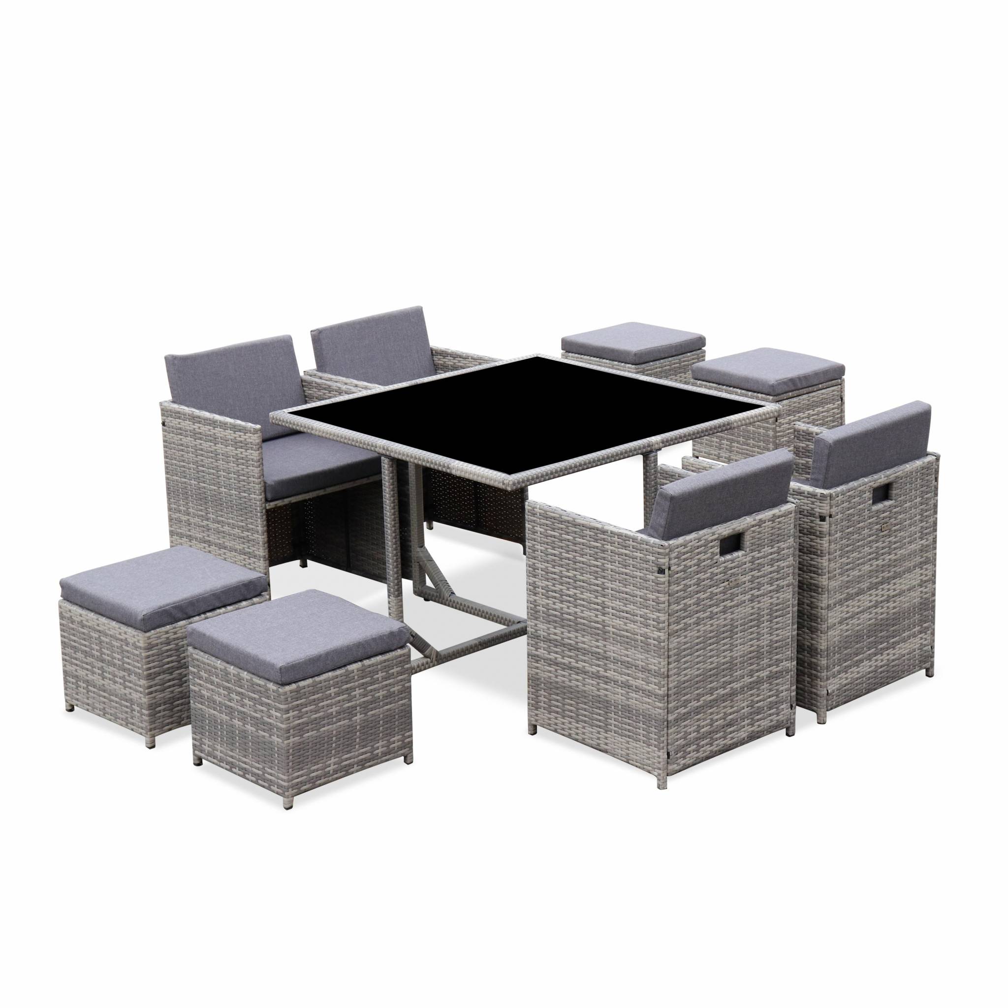 foto del prodotto sweeek set tavolo da giardino in resina intrecciata, 4 8 posti