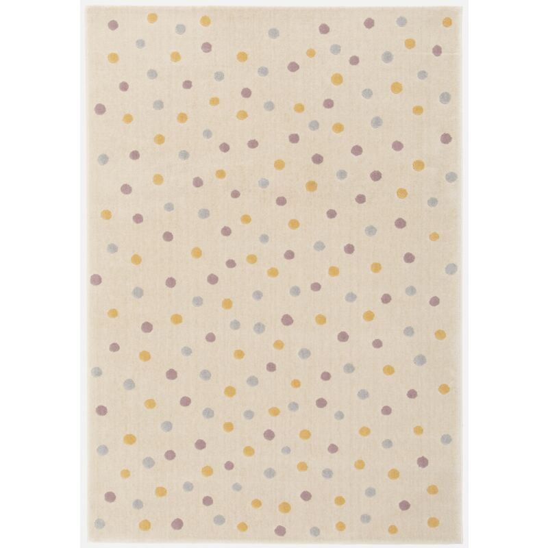 foto del prodotto sweeek tappeto per bambini a pois grandi, crema, blu, giallo, viola per interni, 120x170cm