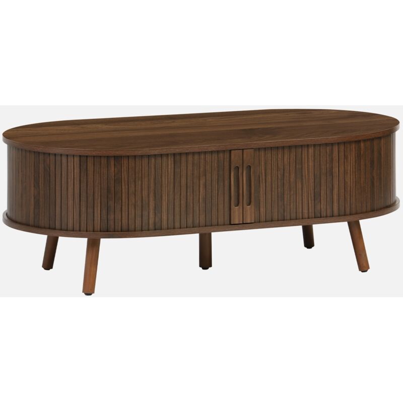 foto del prodotto sweeek tavolino scandinavo effetto legno scanalato 2 porte scorrevoli