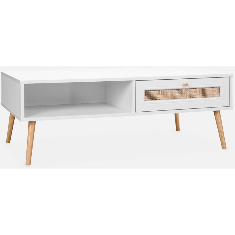 foto del prodotto sweeek tavolino scandinavo in vimini, 1 cassetto