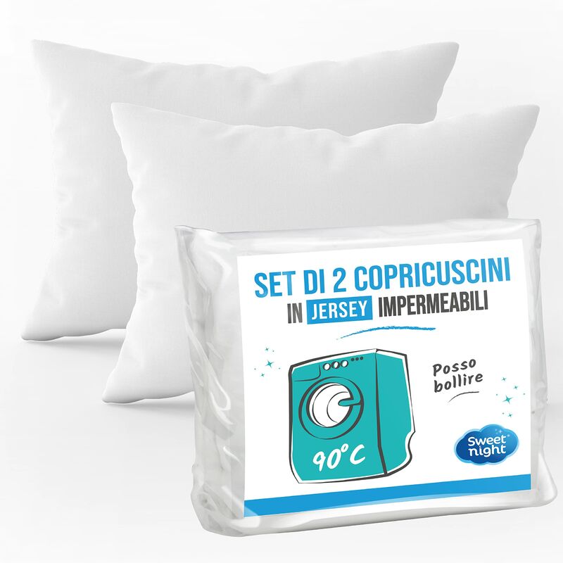 foto del prodotto sweetnight set di 2 copricuscini impermeabili 50x70 cm lenzuolo impermeabile e microtraspirante morbido e silenzioso lavabile a 90 c chiusura a