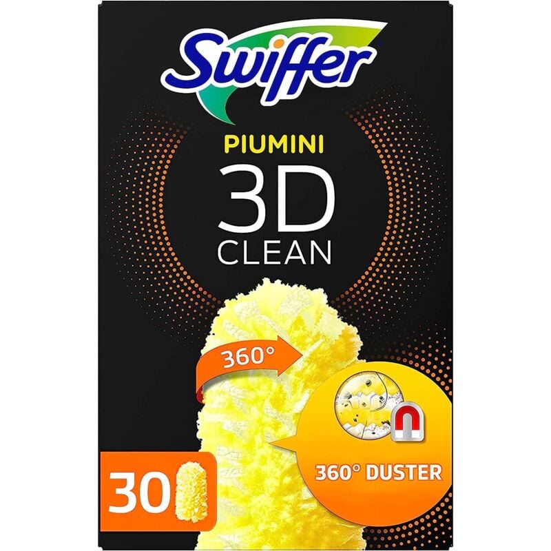 foto del prodotto swiffer 3d clean piumini catturapolvere, 30 piumini duster, migliaia di morbide fibre cattura polvere e sporco, raggiunge i punti pi difficili