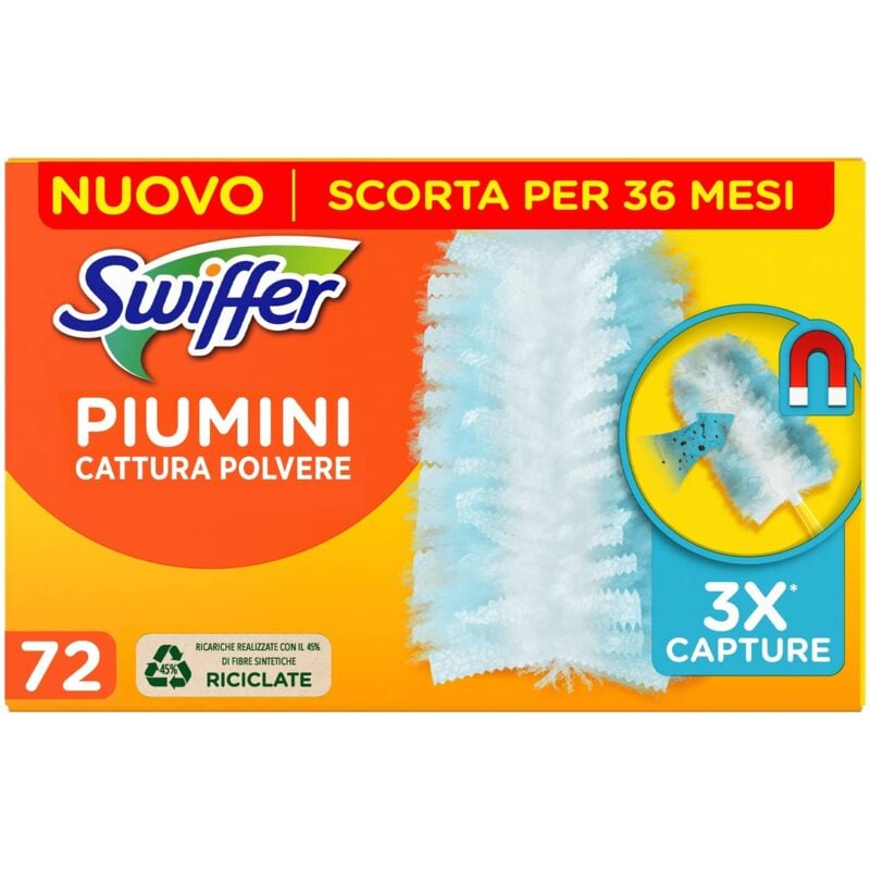 foto del prodotto swiffer duster piumini catturapolvere, 72 piumini, cattura e intrappola polvere e sporco, raggiunge i punti pi difficili della casa, maxi formato,