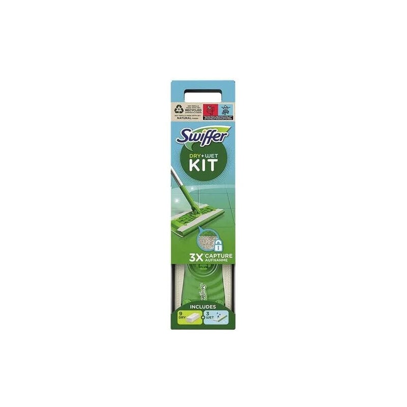 foto del prodotto swiffer kit completo mop, 9 panni asciutti 3 panni bagnati