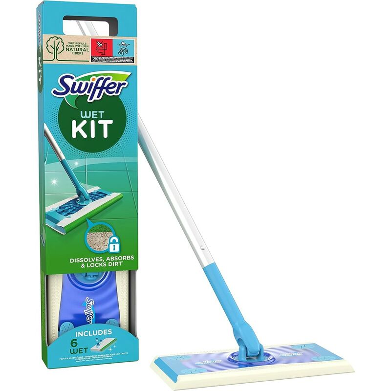 foto del prodotto swiffer starter kit wet scopa 6 panni umidi