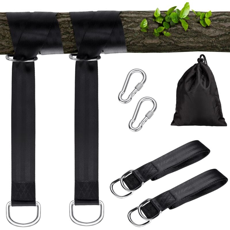 foto del prodotto swing attachment, 2 suspension straps with d rings and sturdy carabiners, polyester straps perfect for hammocks and tires, supports up to 1000 kg,