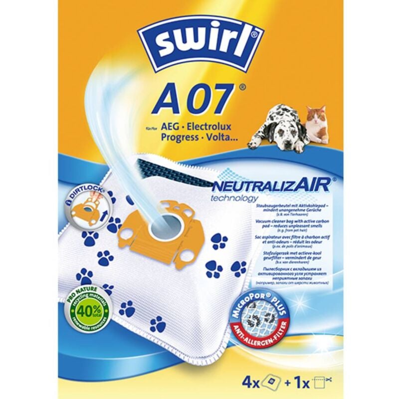 foto del prodotto swirl a07 sacchetto aspirapolvere 4 pz.