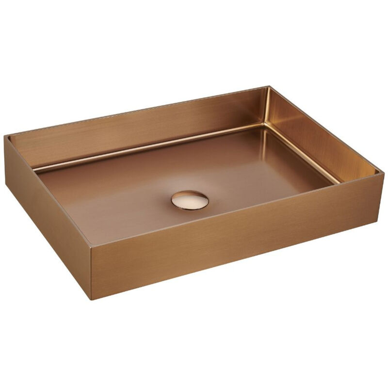 foto del prodotto swiss aqua technologies aurum lavabo da appoggio in acciaio inox 304, 55x38x11cm senza troppopieno scarico, rame spazzolato pv