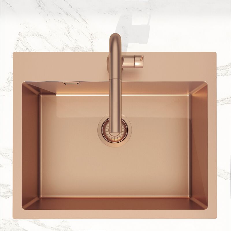 foto del prodotto swiss aqua technologies aurum lavello sottotop in acciaio inox 304, 1 vasca, 55x45x21 cm, pvd rame spazzolato