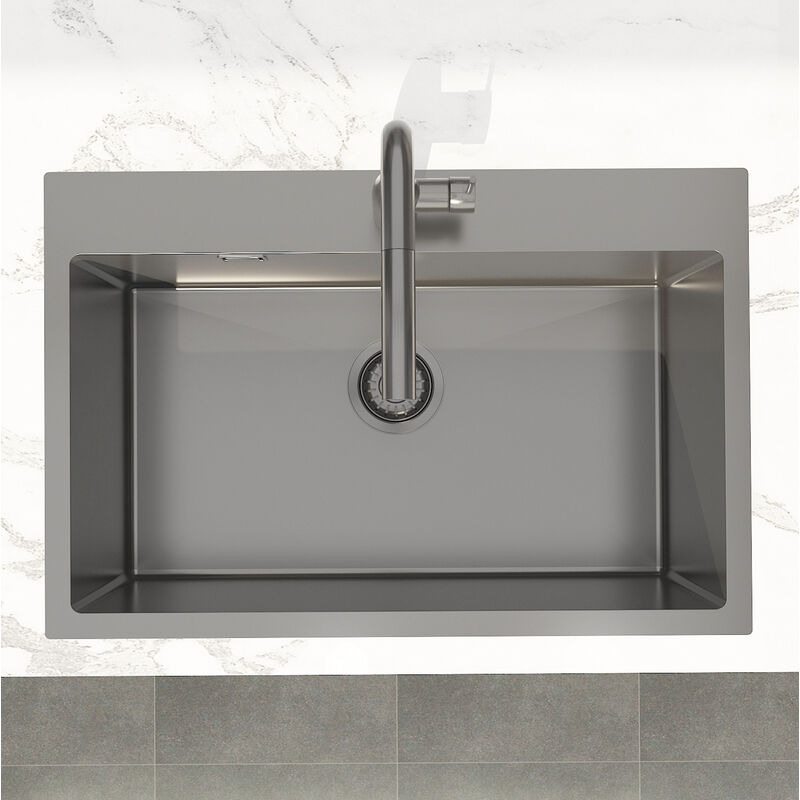foto del prodotto swiss aqua technologies aurum lavello sottotop in acciaio inox 304, 68x45x21 cm, gun metal spazzolato pvd
