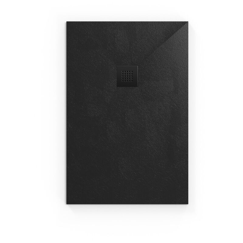 foto del prodotto swiss aqua technologies b way piatto doccia rettangolare 120x80cm con sifone, in fusione di marmo, nero satalek12080 s 