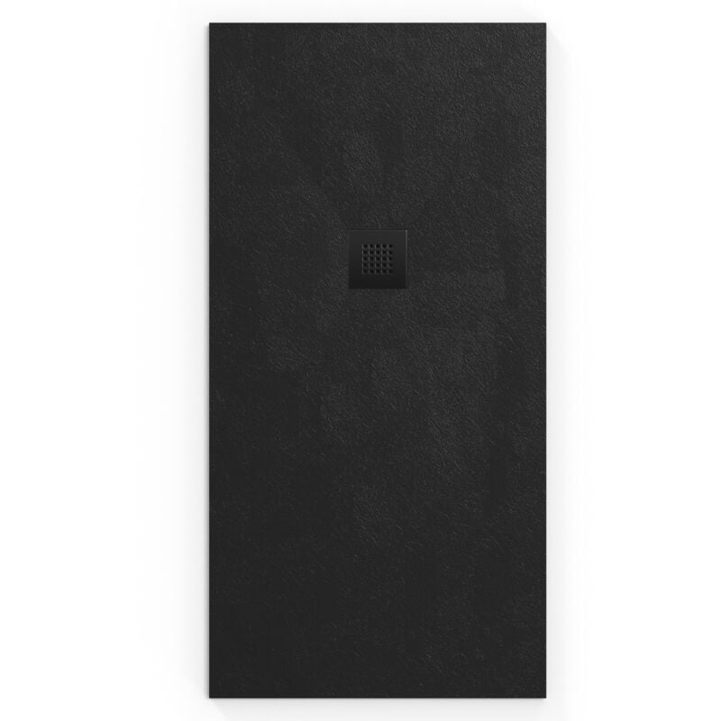 foto del prodotto swiss aqua technologies b way piatto doccia rettangolare 160x80cm con sifone, in marmo fuso, nero satalek16080 s 