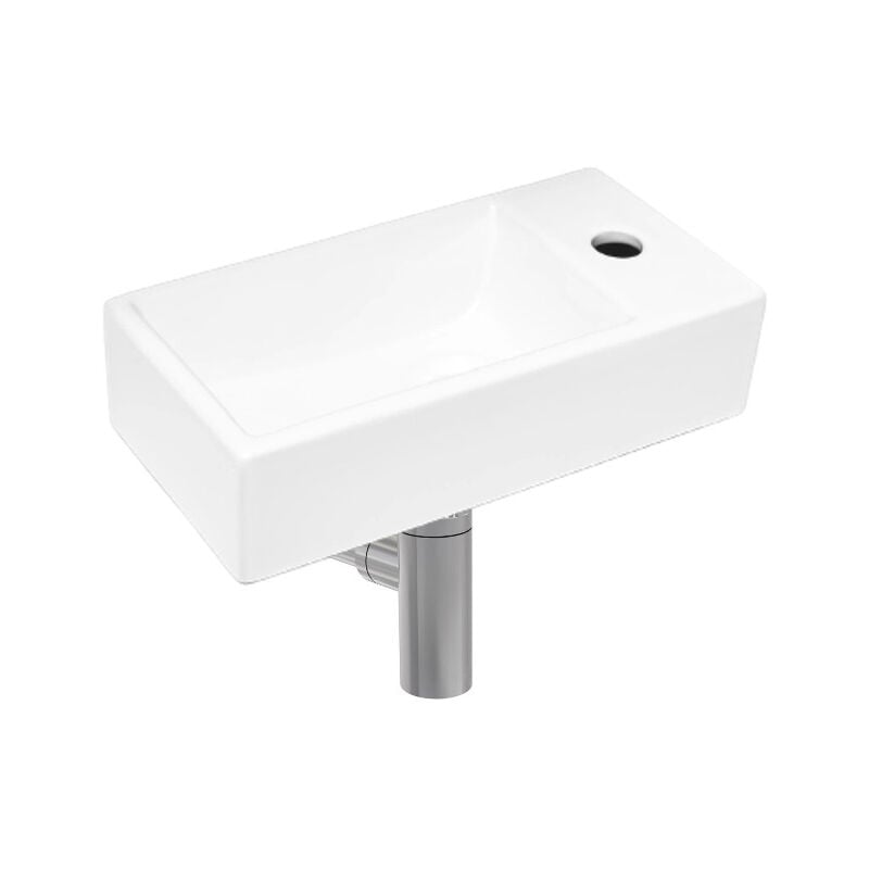foto del prodotto swiss aqua technologies brevis lavabo sospeso con foro per rubinetto a destra, 40,5x20,5x10,5 cm sifone satbre4020sr set2 