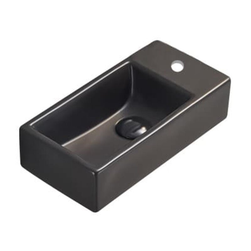 foto del prodotto swiss aqua technologies brevis lavabo sospeso con foro per rubinetto, destro, 40,5x20,5x10,5 cm, nero satbre4020srbkm 