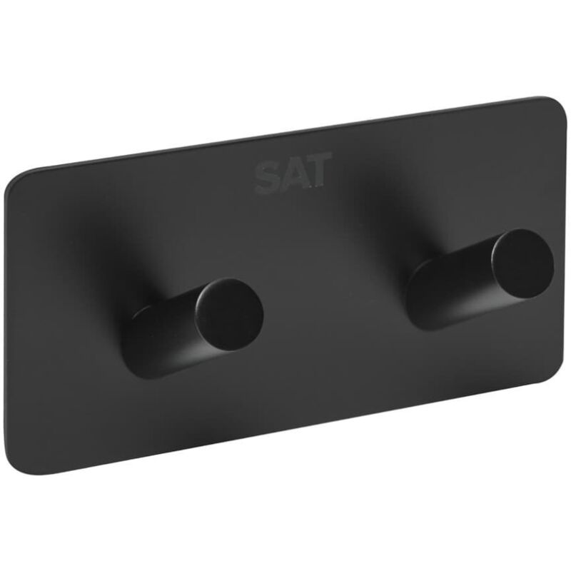foto del prodotto swiss aqua technologies gancio a parete adesivo a doppio gancio in acciaio inox, nero opaco haceknalep2hmc 