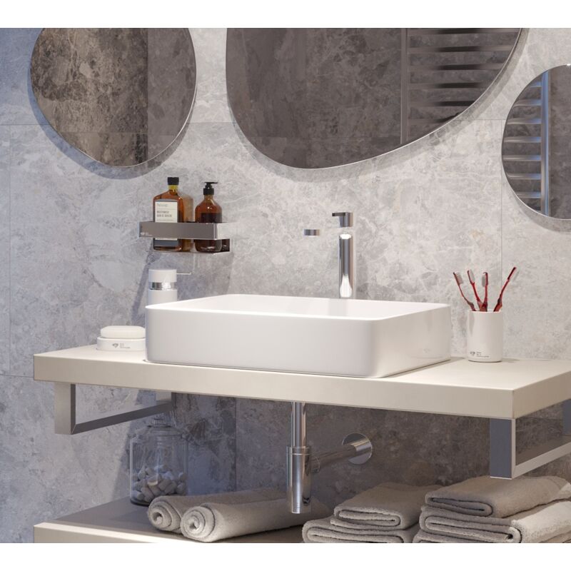 foto del prodotto swiss aqua technologies infinitio, bacino da appoggio 50 x 40 cm, senza troppopieno, bianco lucido satinf5040 