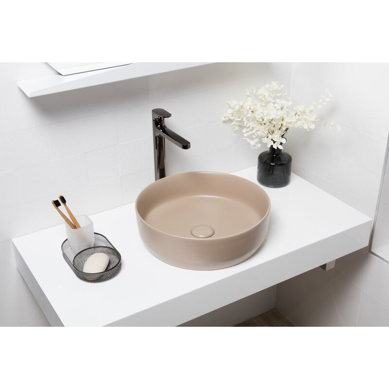 foto del prodotto swiss aqua technologies infinitio lavabo da appoggio 39 x 39 x 12 cm senza troppopieno, marrone opaco satinf3939lbrm 