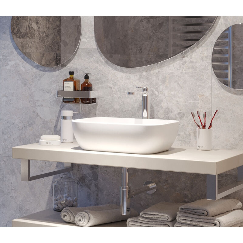foto del prodotto swiss aqua technologies infinitio lavabo da appoggio 45,5 x 32,5 x 13,5 cm, senza sfioratore, bianco opaco satinf4532m 