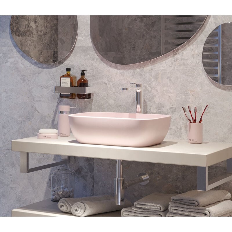 foto del prodotto swiss aqua technologies infinitio lavabo da appoggio 45,5 x 32,5 x 13,5 cm, senza sfioratore, rosa opaco satinf4532pm 