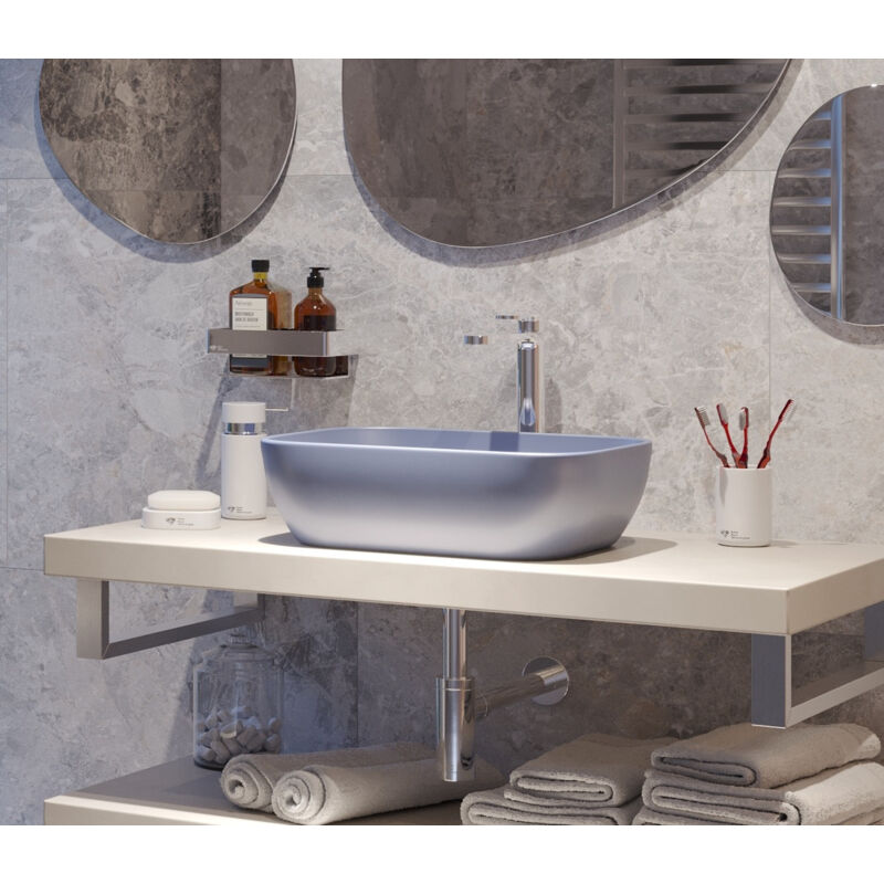 foto del prodotto swiss aqua technologies infinitio lavabo da appoggio 45,5 x 32,5 x 13,5 cm, senza troppopieno, blu scuro opaco satinf4532dblm 