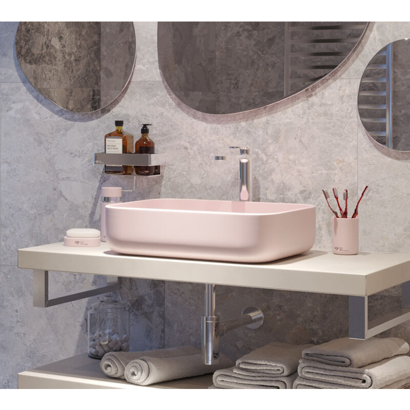 foto del prodotto swiss aqua technologies infinitio lavabo da appoggio 50 x 39 x 13 cm, senza troppopieno, rosa opaco satinf5039pm 