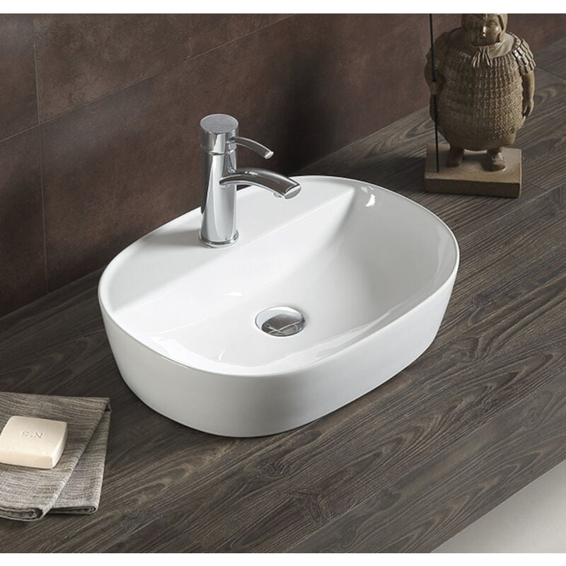 foto del prodotto swiss aqua technologies infinitio lavabo da appoggio 60 x 40 x 12,5 cm senza troppopieno, bianco satinf6040 