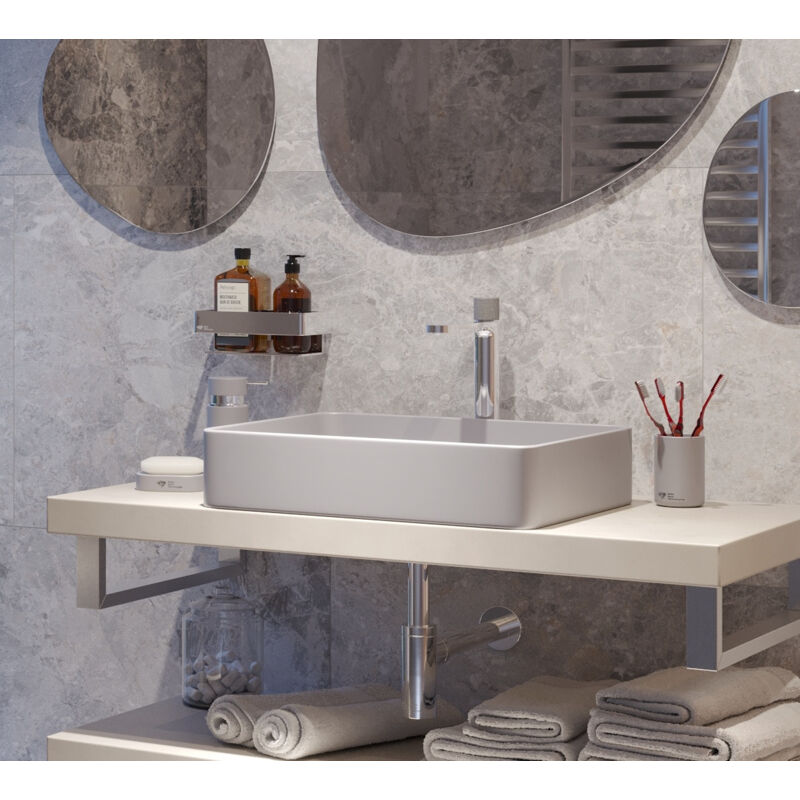 foto del prodotto swiss aqua technologies infinitio lavabo freestanding 50 x 40 x 11 cm, senza troppopieno, grigio opaco satinf5040lgrm 