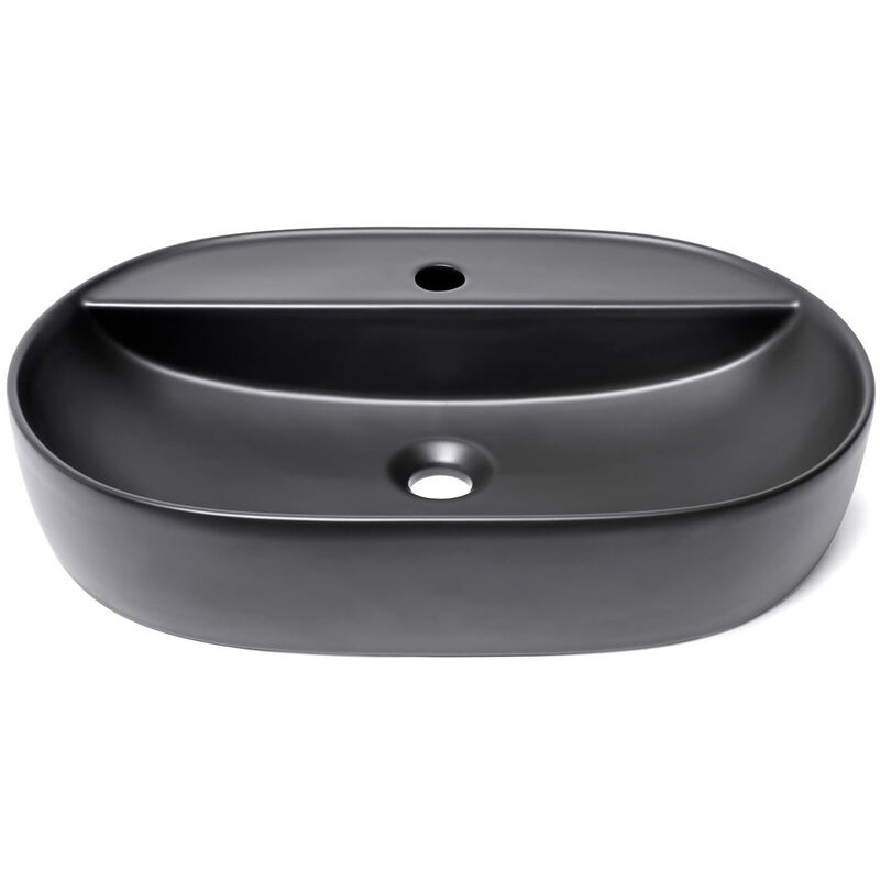 foto del prodotto swiss aqua technologies infinitio lavabo freestanding 60x40 cm, senza sfioratore, con foro per rubinetto, nero opaco satinf6040
