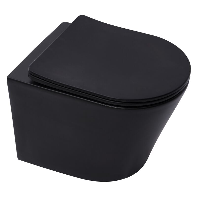 foto del prodotto swiss aqua technologies infinitio nero opaco per wc sospesi senza flangia e fissaggi invisibili sportello anticaduta blackinf
