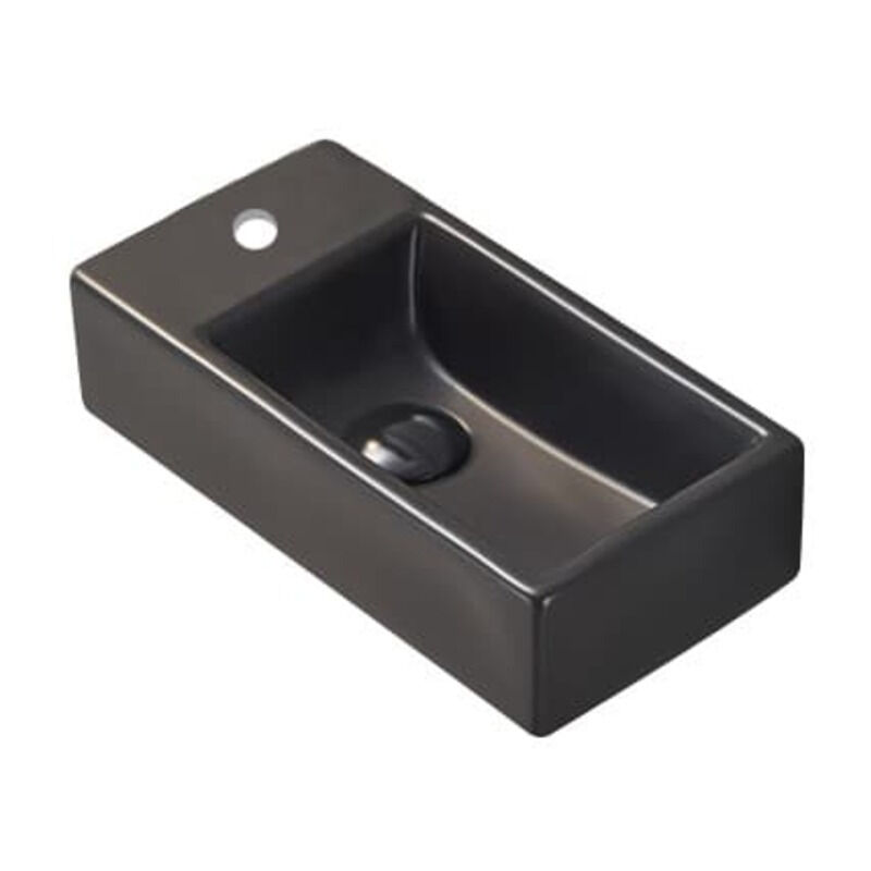 foto del prodotto swiss aqua technologies lavabo sospeso brevis con foro per rubinetto, a sinistra, 40,5x20,5x10,5 cm, nero satbre4020slbkm 