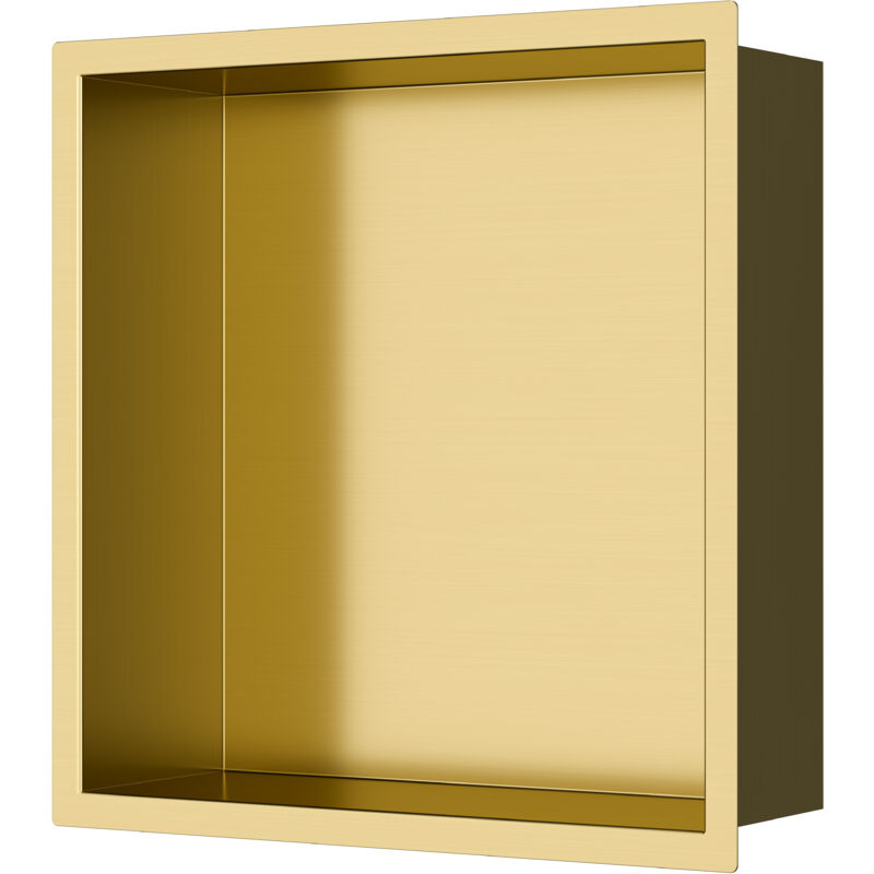 foto del prodotto swiss aqua technologies nicchia per doccia da incasso, acciaio inox 304, 30x30x10cm, pvd oro spazzolato sataurn3030bg 
