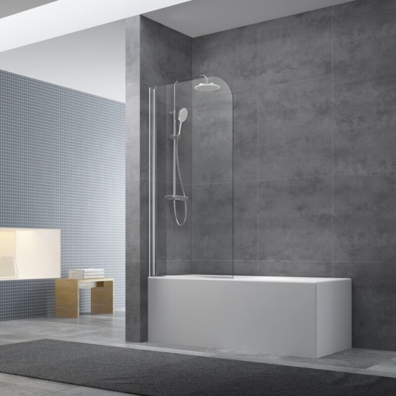 foto del prodotto swiss aqua technologies schermo da bagno con un pannello di vetro girevole, 150x70cm, cromo satvzunikcrt70 