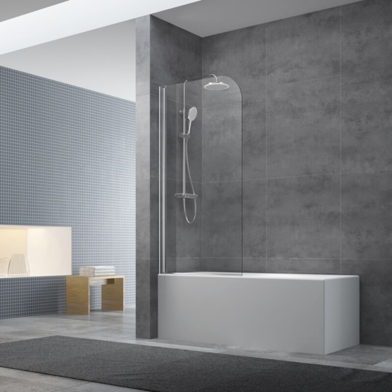 foto del prodotto swiss aqua technologies schermo da bagno con un pannello di vetro girevole, 150x75cm, cromo satvzunikcrt75 