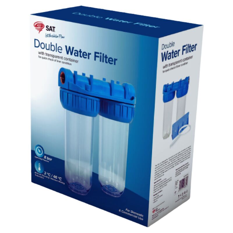 foto del prodotto swiss aqua technologies vasca doppia trasparente con attacchi in ottone da 3 4 per filtri universali da 10 , fornita senza filt